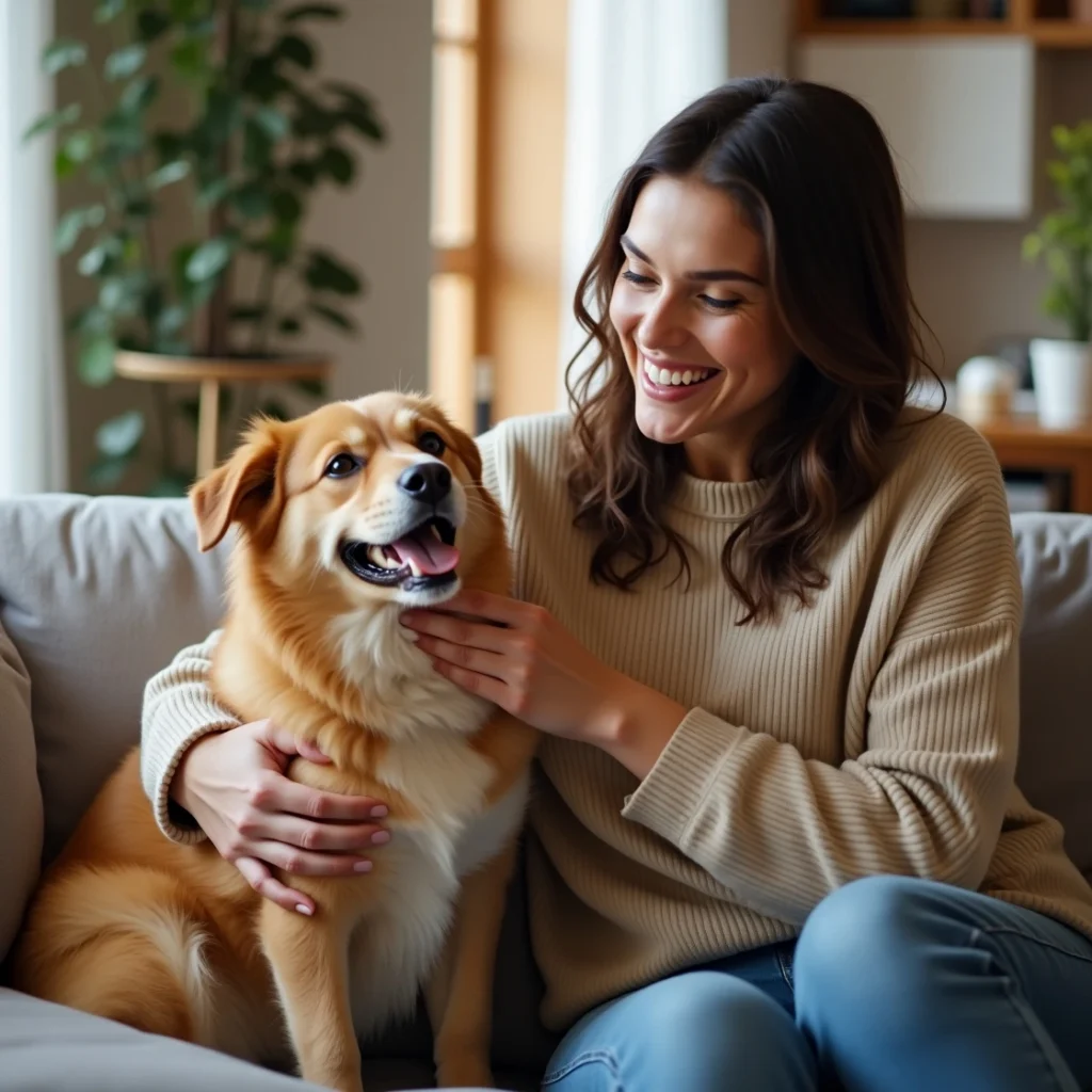 A smiling pet owner with their dog, representing the personal story behind The Pets Expert.